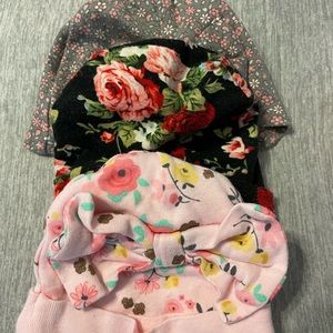 3 baby girls hats